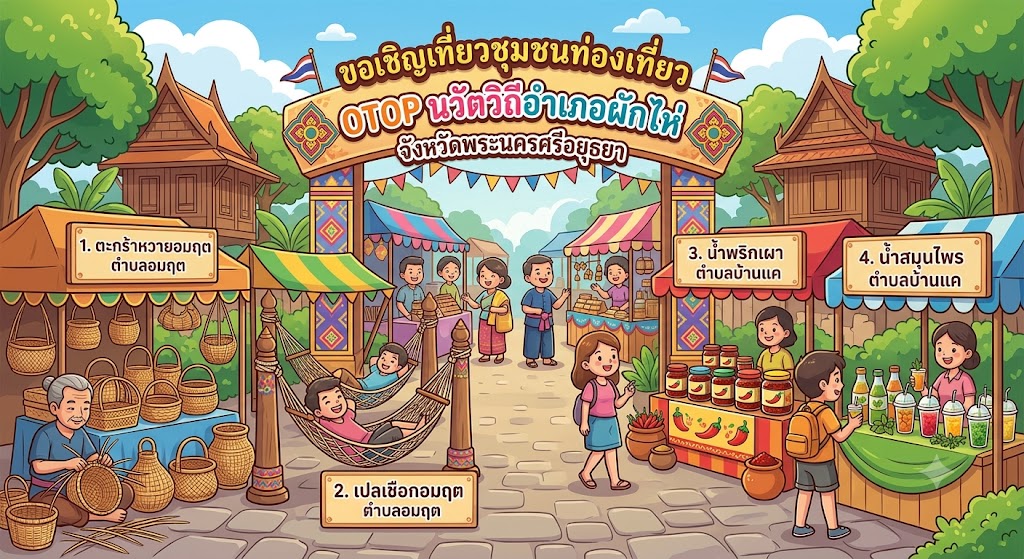 สพอ.ผักไห่🌟🙏 ขอเชิญเที่ยวชม "ชุมชนท่องเที่ยว OTOP นวัตวิถี อำเภอผักไห่ จังหวัดพระนครศรีอยุธยา" 🌾✨