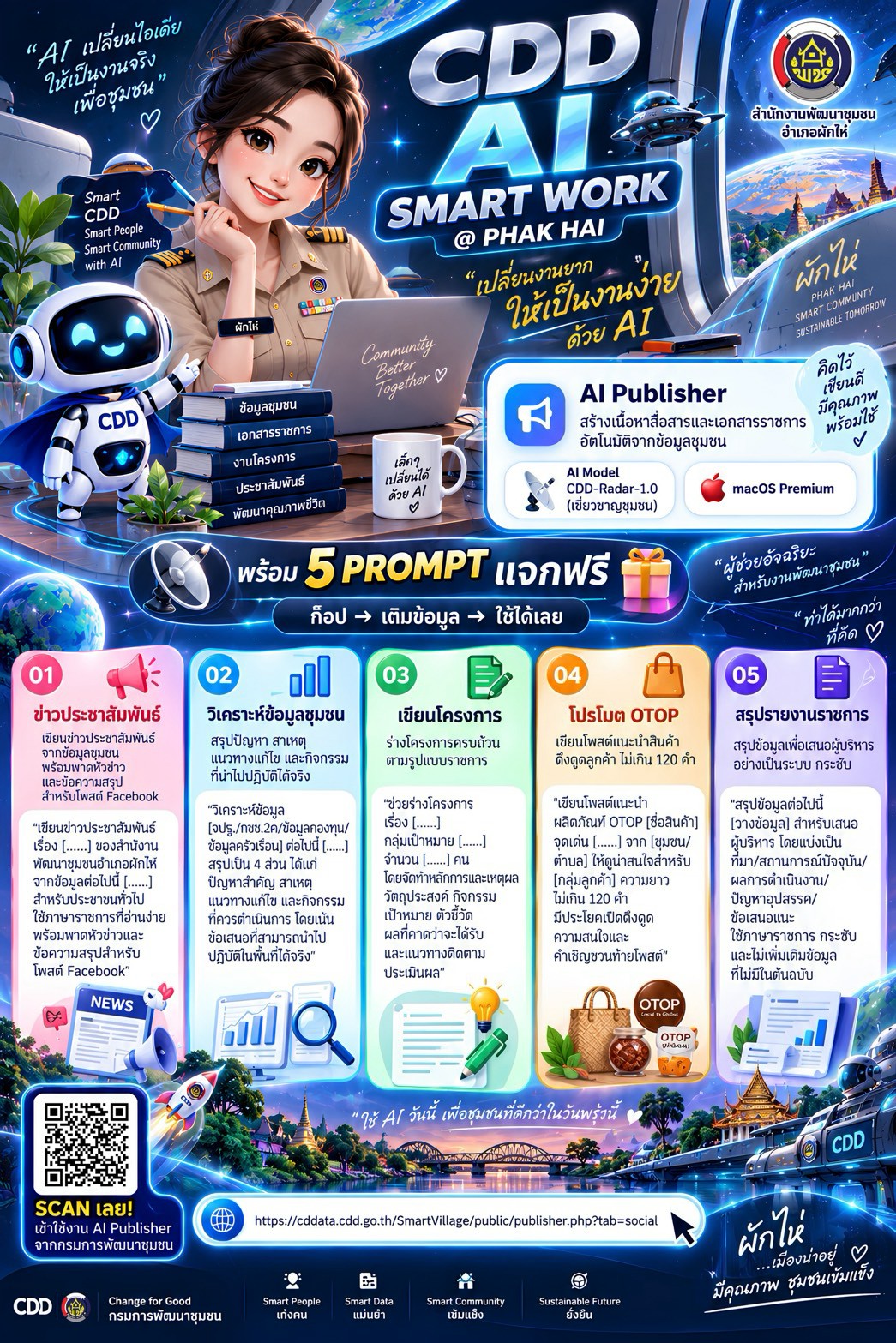 📢 สพอ.ผักไห่ 🦾 ประชาสัมพันธ์การขับเคลื่อนการใช้ประโยชน์ CDD AI  ด้านการแก้ปัญหาหนี้สิน