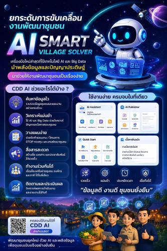 📢 สำนักงานพัฒนาชุมชนอำเภอผักไห่ ขอเชิญชวนใช้งาน CDD AI 🤖⚙️